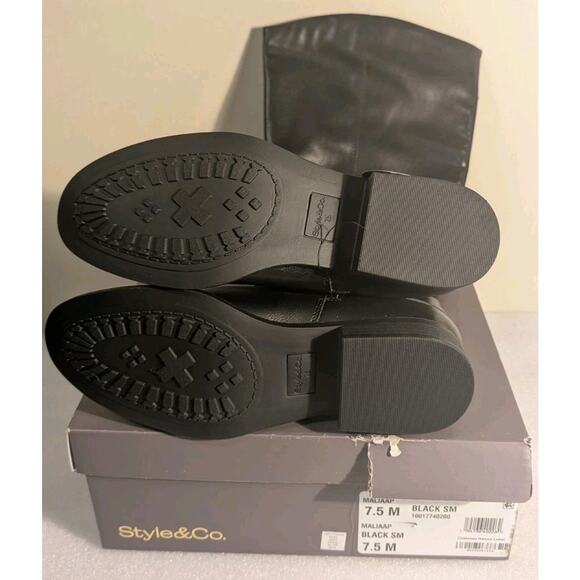 Style & Co Women's Black Maliaa Size 7.5M Buckled Round Toe Riding Boots NIB - Picture 7 of 7